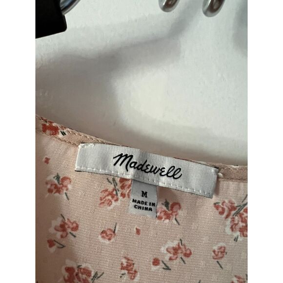 Madewell Satin Puff sleeve v neck top in Babys breath size medium - Picture 3 of 5